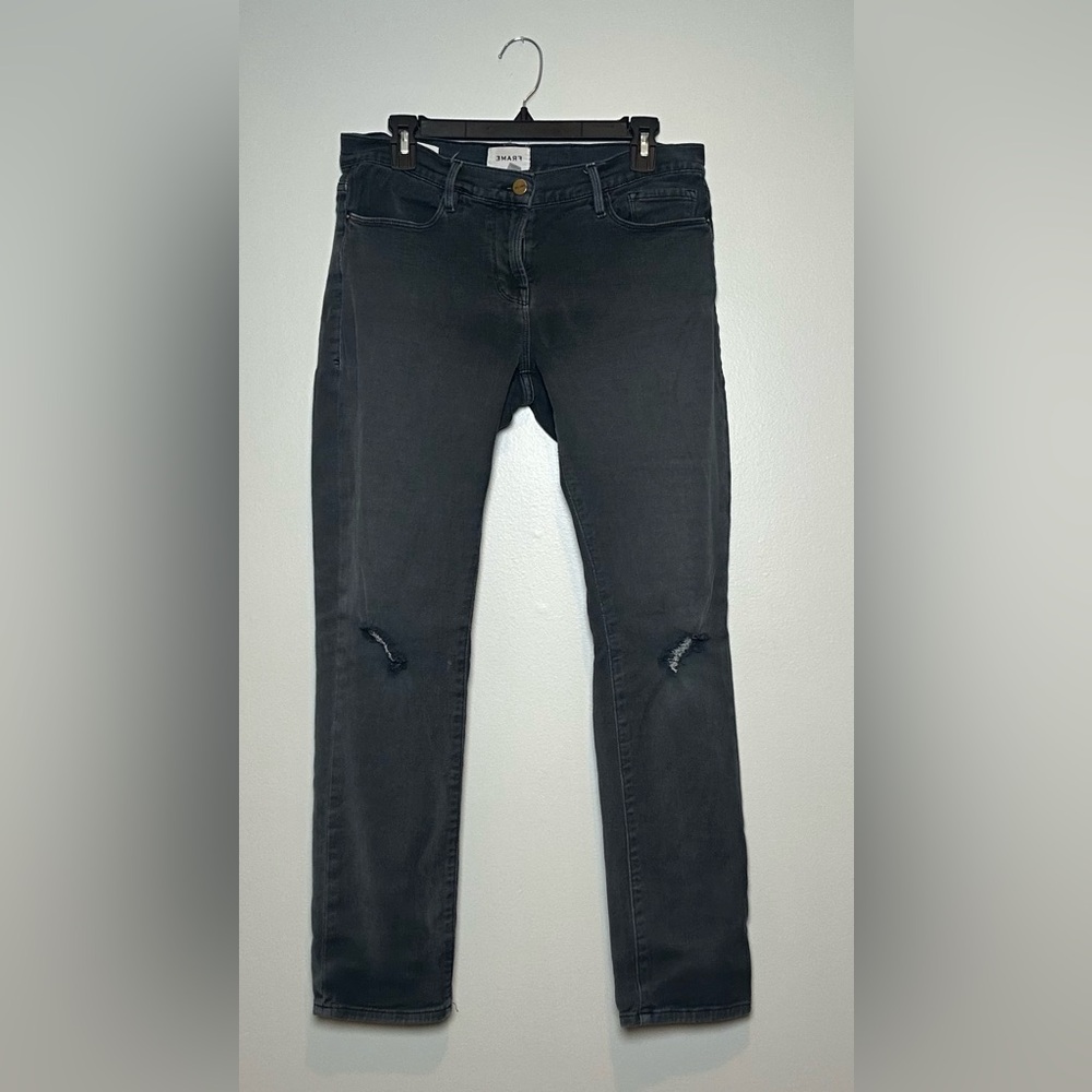 Frame Le Garçon jeans women’s 28 gray distressed slim straight boyfriend denim